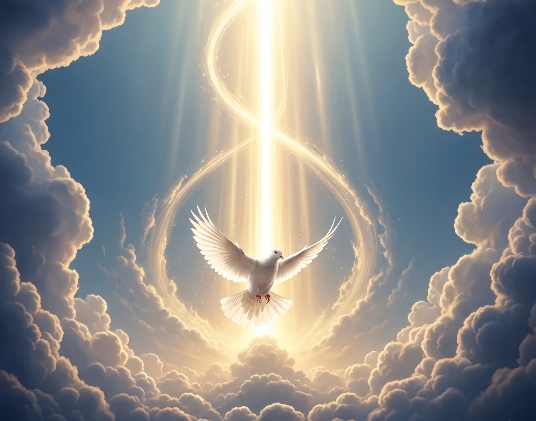 Divine dove with heavenly light